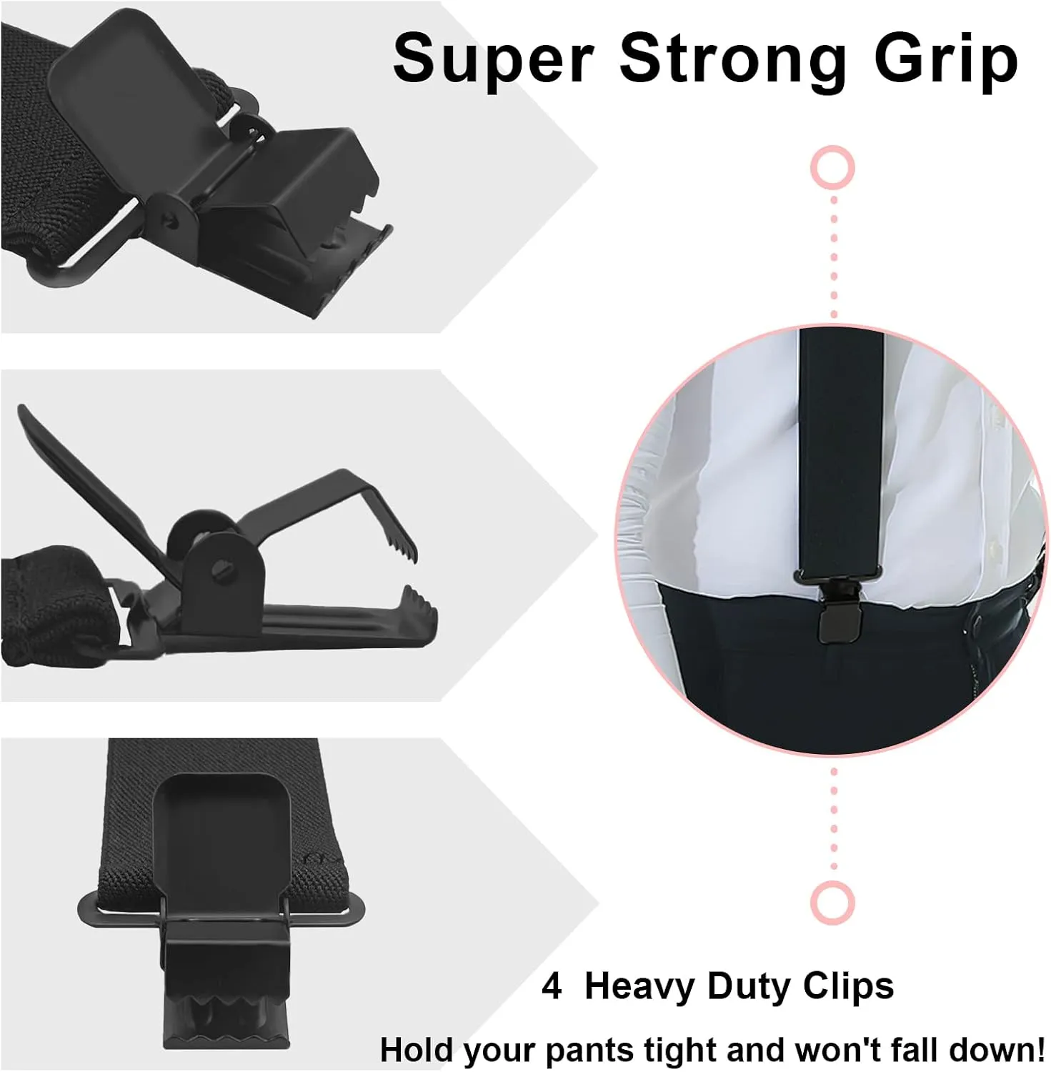 2 Inch Camo Suspenders for Men Heavy Duty Clips Hunting Camoflauge Elastic Braces
