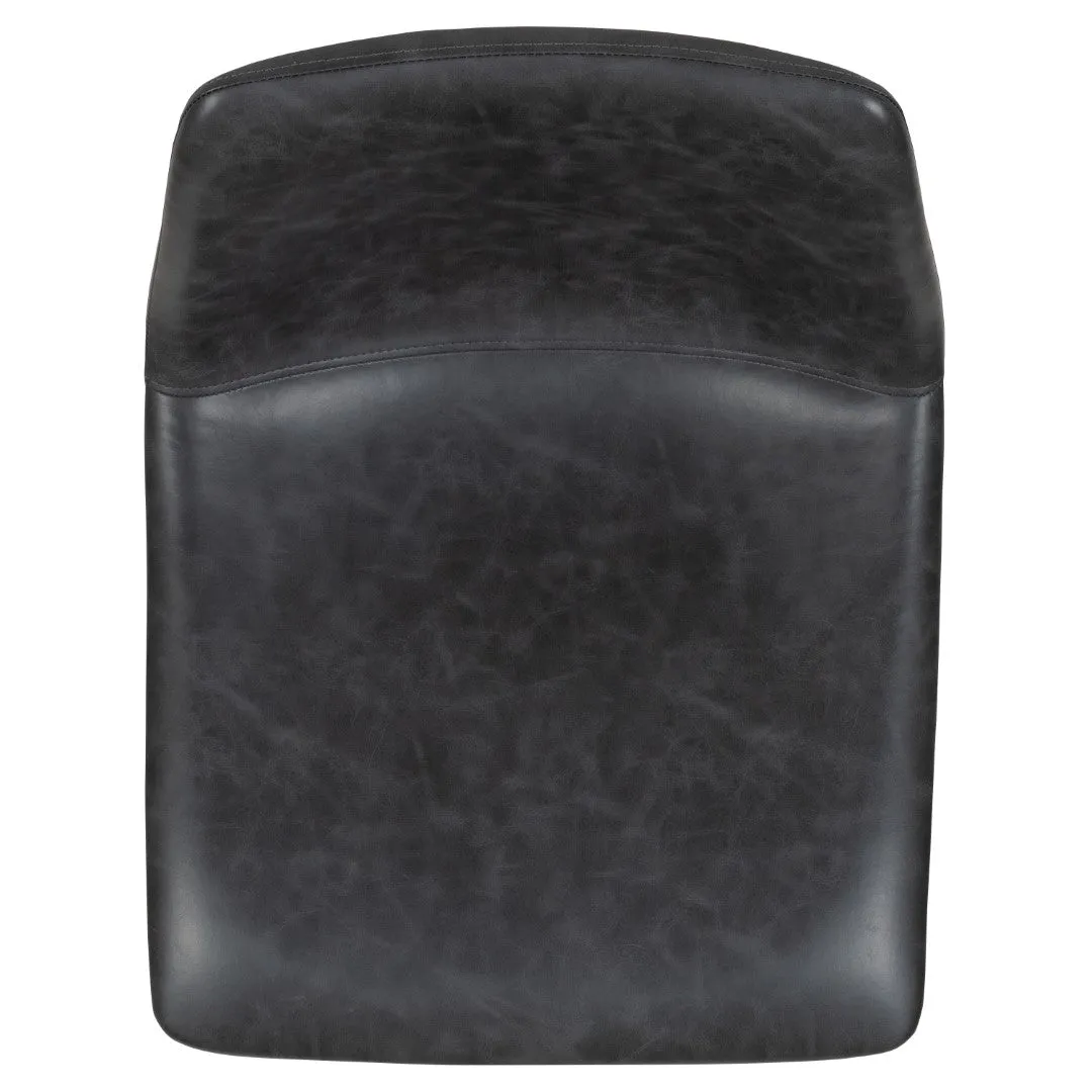 2 LeatherSoft Barstools, 30" Height, Dark Color, Mid-Century Style, Comfortable Bucket Seat