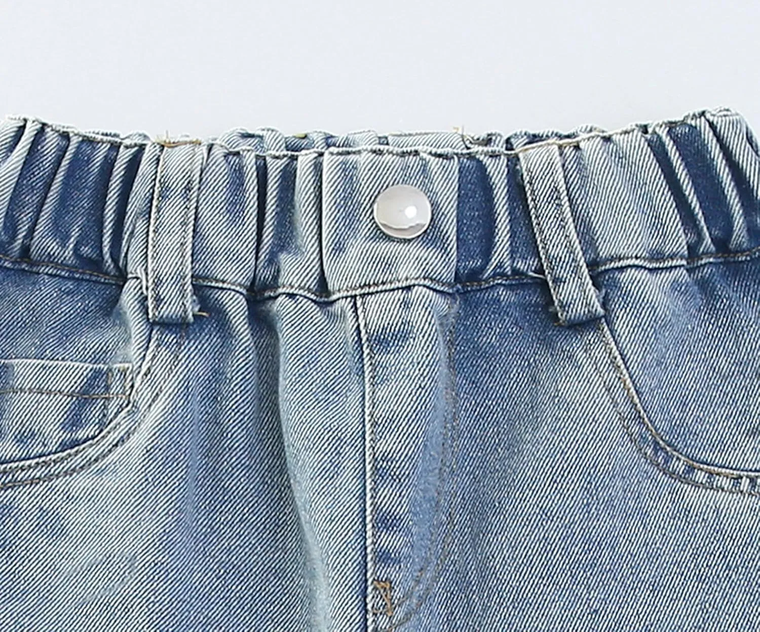 3-13 Years Skirts for Teen Girls Blue Elastic High Waist A Line Pleated Denim Skirt