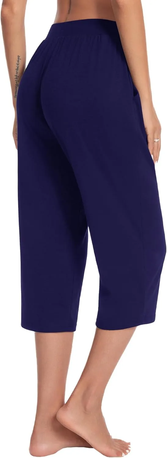 3 Pack Capri Pants for Women Loose Lounge Cropped Sweatpants Joggers Yoga Casual Workout Pants with Pockets