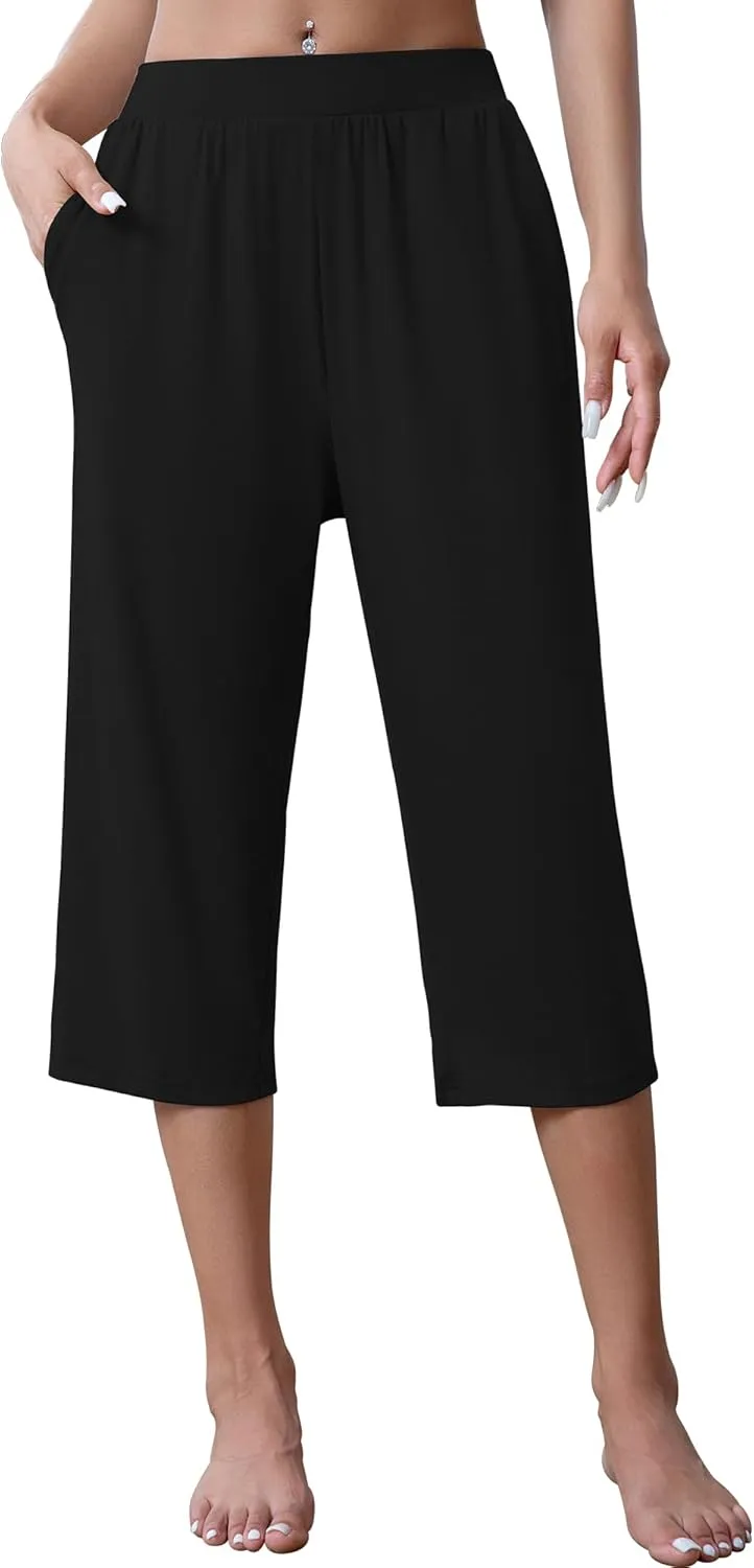 3 Pack Capri Pants for Women Loose Lounge Cropped Sweatpants Joggers Yoga Casual Workout Pants with Pockets