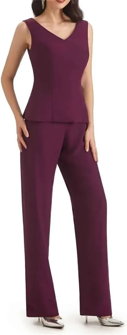 3 Pieces Mother of The Bride Pant Suits Chiffon Mother of The Groom Pantsuits for Wedding with Cap