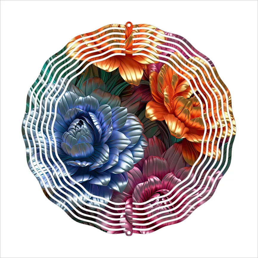 3D Metal Effect Flowers - Wind Spinner - Sublimation Transfers