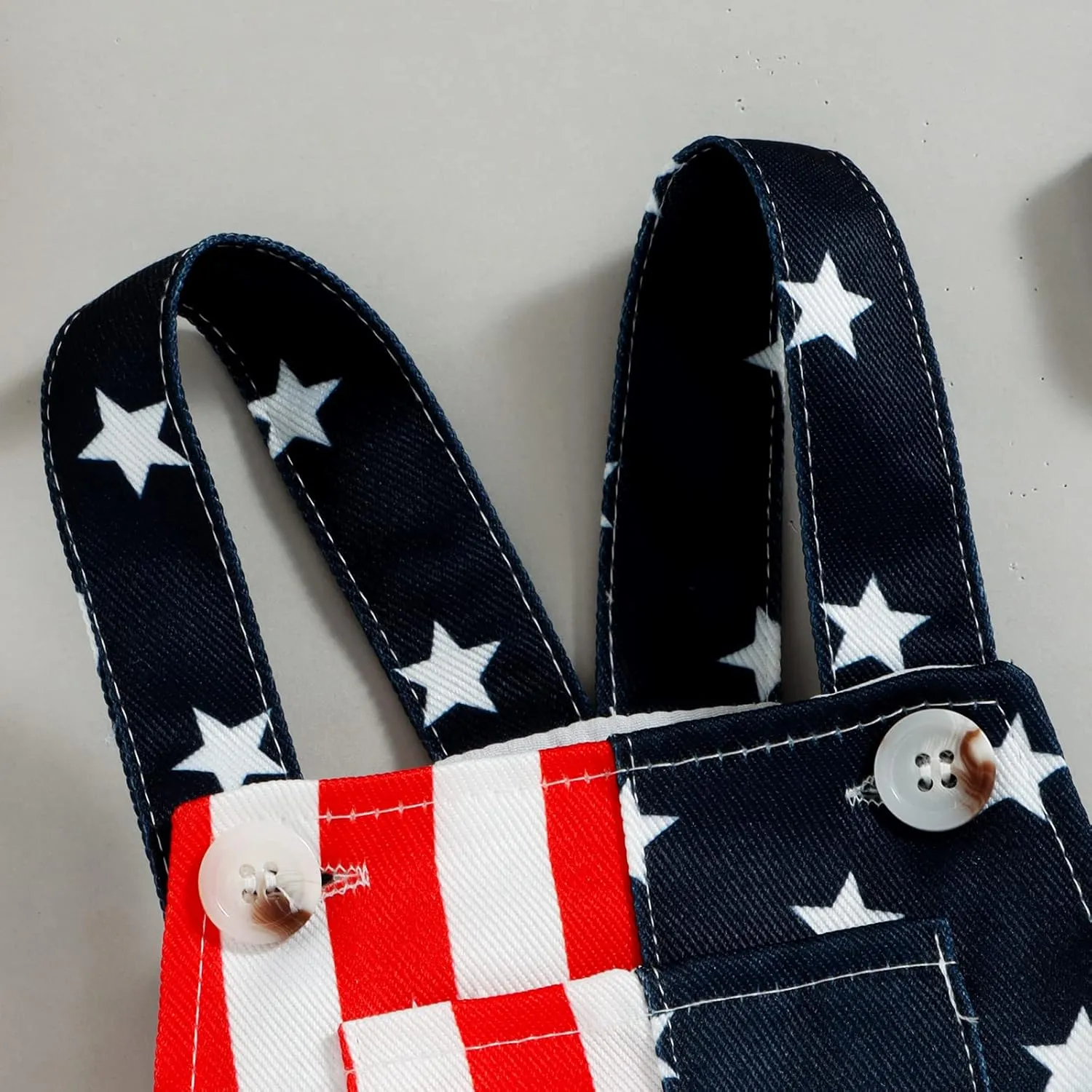 Adobabirl Toddler Baby 4th of July Outfit Girl Boy American Flag Overall Shorts Suspender Denim Jumpsuit with Pocket