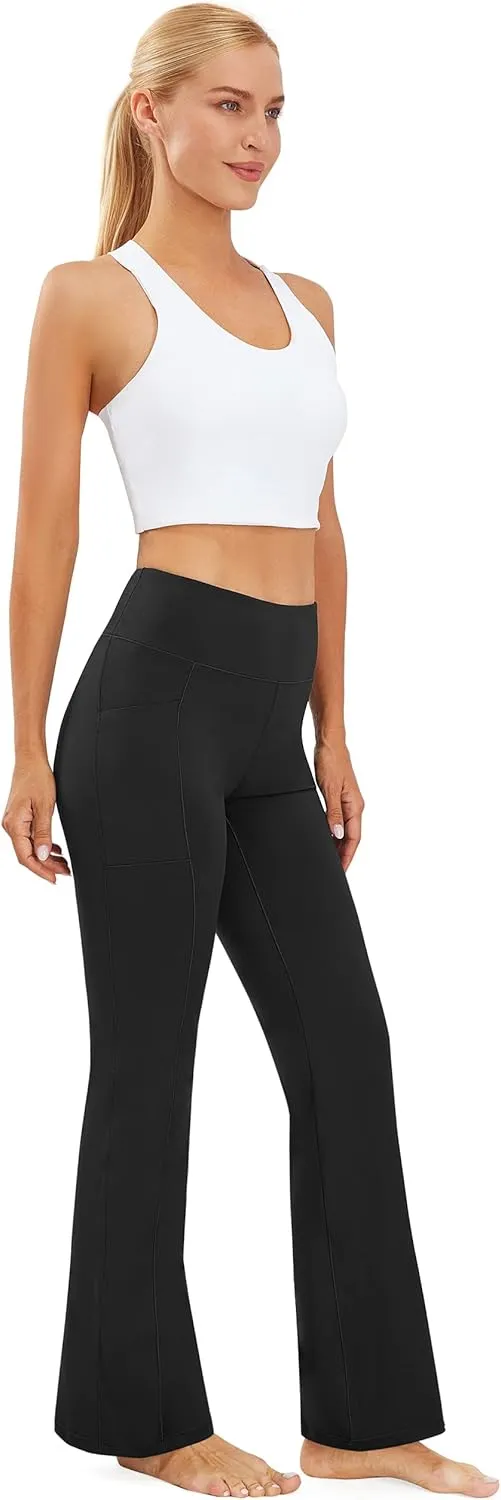 AFITNE Women's Yoga Pants Wide Leg Workout Leggings Flare Casual Lounge Pants with Pockets High Waist and Tummy Control