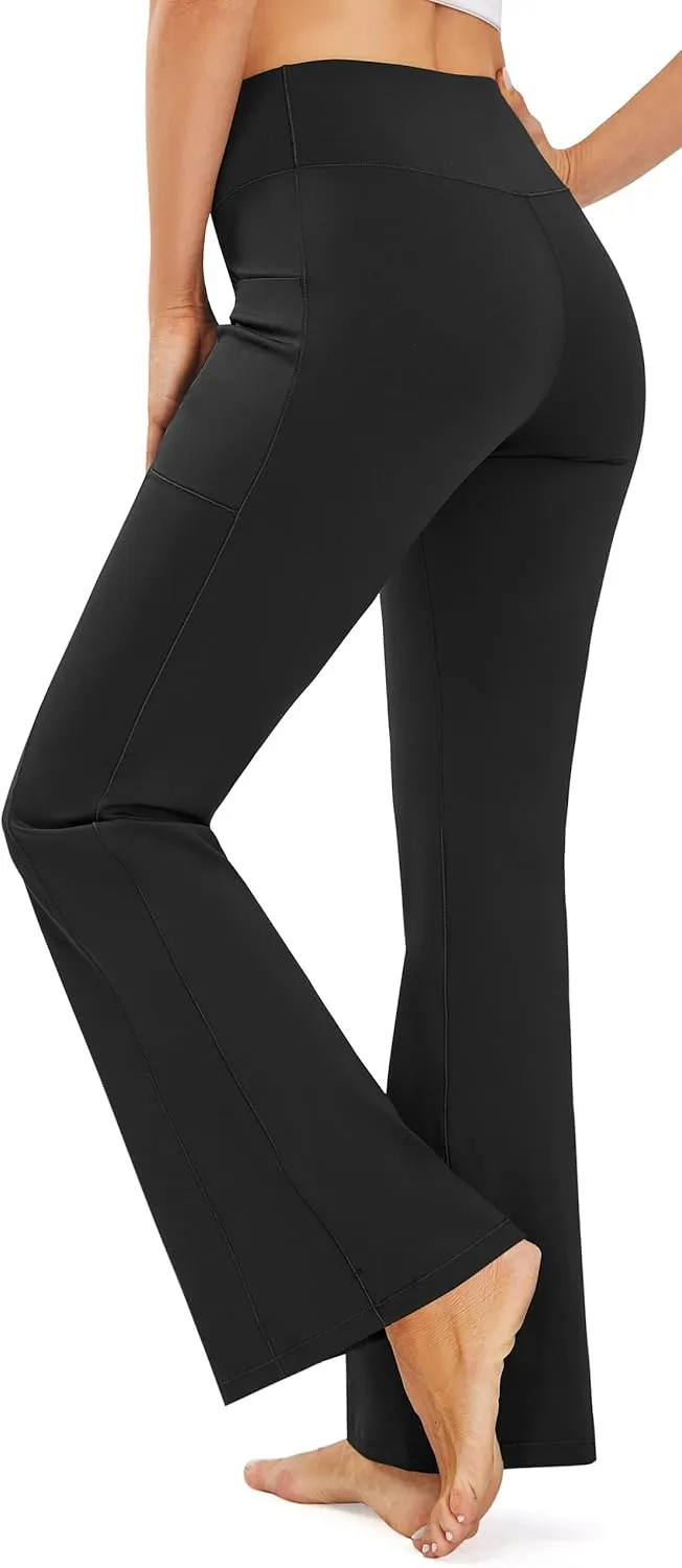 AFITNE Women's Yoga Pants Wide Leg Workout Leggings Flare Casual Lounge Pants with Pockets High Waist and Tummy Control