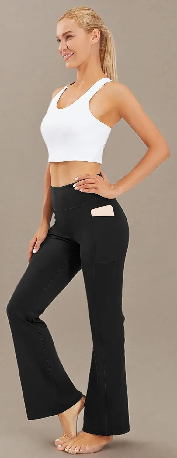 AFITNE Women's Yoga Pants Wide Leg Workout Leggings Flare Casual Lounge Pants with Pockets High Waist and Tummy Control