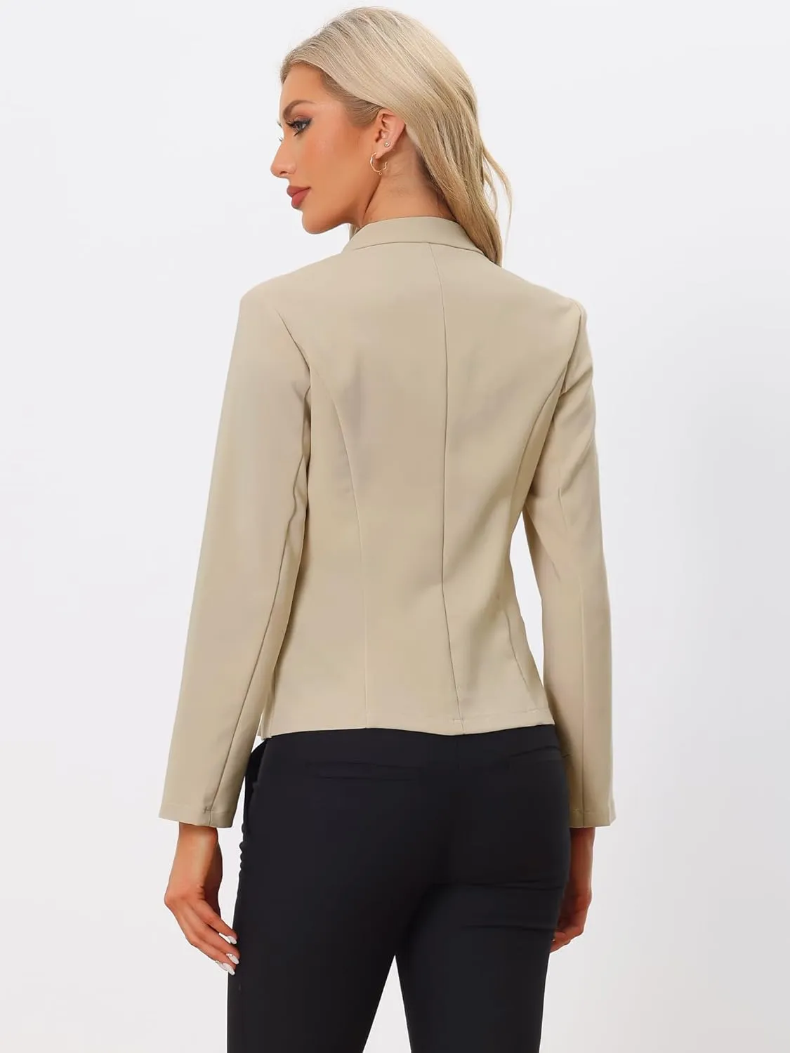 Allegra K Casual Blazer for Women's Notched Collar Long Sleeve Slim Work Office Blazer Jacket