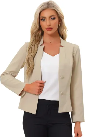 Allegra K Casual Blazer for Women's Notched Collar Long Sleeve Slim Work Office Blazer Jacket