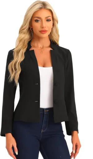 Allegra K Casual Blazer for Women's Notched Collar Long Sleeve Slim Work Office Blazer Jacket