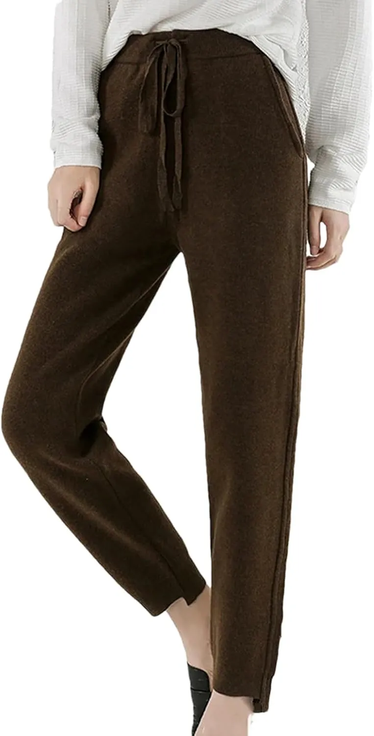 Alloaone Women's Autumn Cashmere Fashion Harem Pants Knitted Loose Leggings Wool Pants