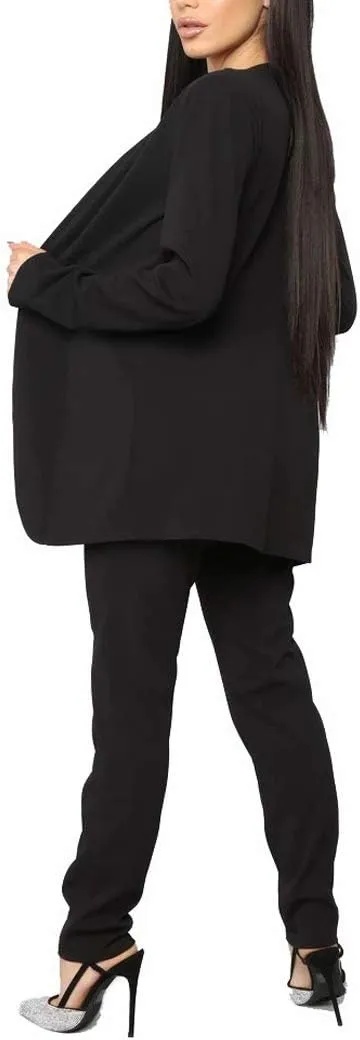 Aro Lora Women's 2 Piece Outfit Casual Solid Open Front Blazer and Pencil Pant Suits Set