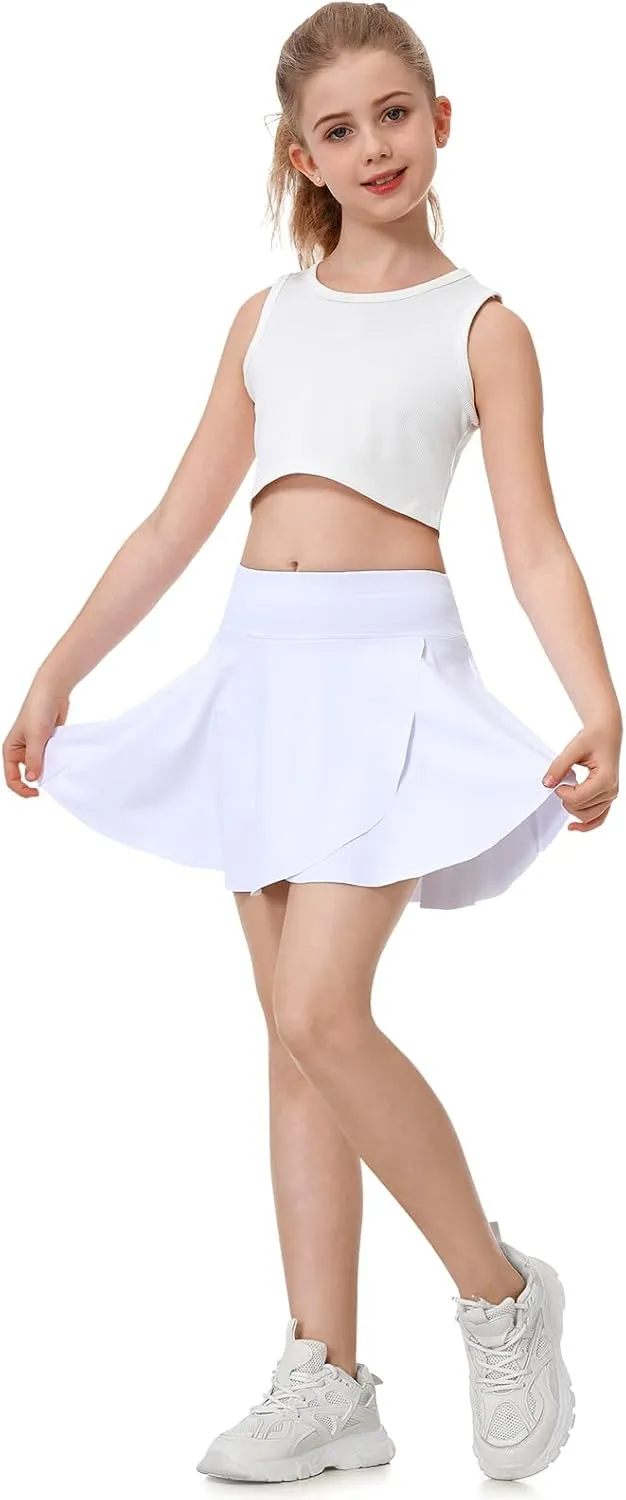 Athletic Skorts for Girls Tennis Golf Skirts with Shorts and Pockets Flowy Workout Golf Running Skirts Tie-Dye
