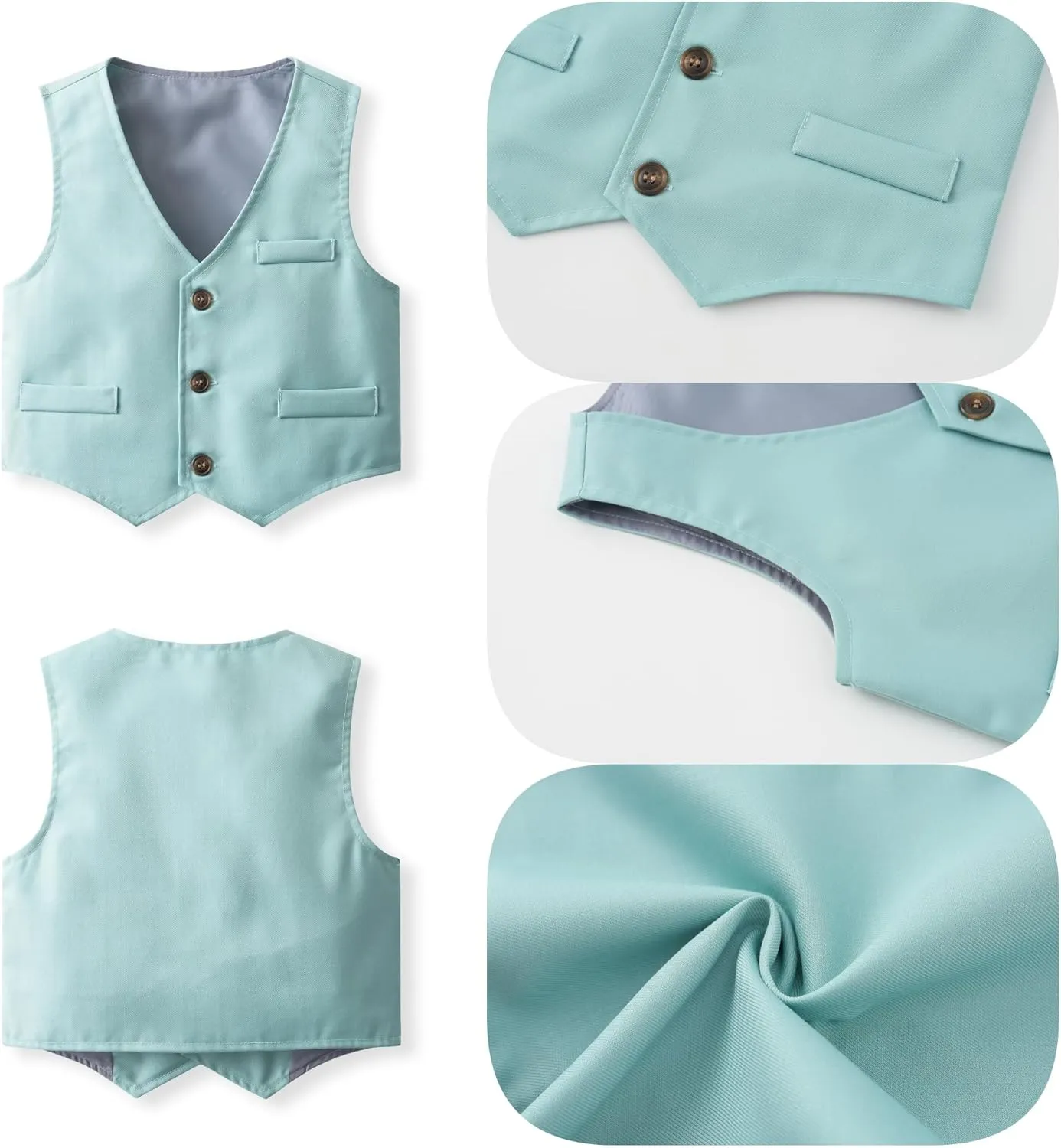 Baby Boys' 4-Piece Set with Dress Shirt, Vest, Pants, and Tie