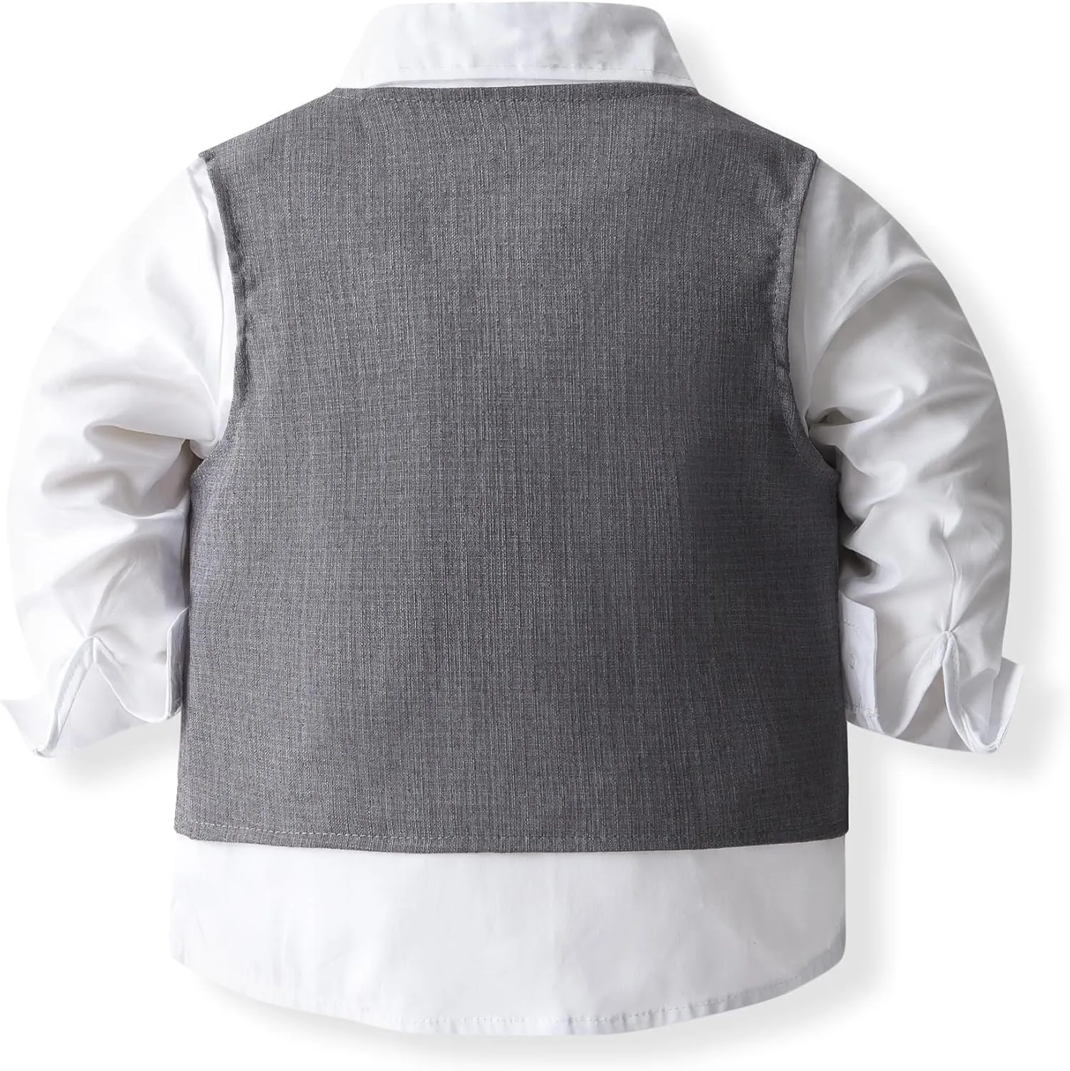Baby Boys Gentleman Formal Suit Set with Vest, Pant, Shirt, and Bow Tie, Weding 4Pcs Outfit