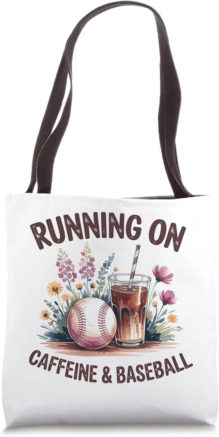 Baseball Mom Iced Coffee Caffeine Women Baseball Player Gift Tote Bag