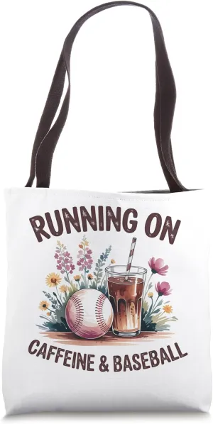 Baseball Mom Iced Coffee Caffeine Women Baseball Player Gift Tote Bag