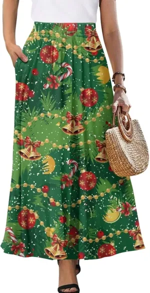 Biyejit Womens Skirt Midi Long Skirts High Waisted A Line Skirts Fall Skirts for Women Plus Size Swing Dress