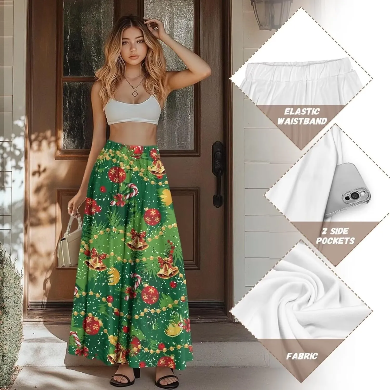 Biyejit Womens Skirt Midi Long Skirts High Waisted A Line Skirts Fall Skirts for Women Plus Size Swing Dress