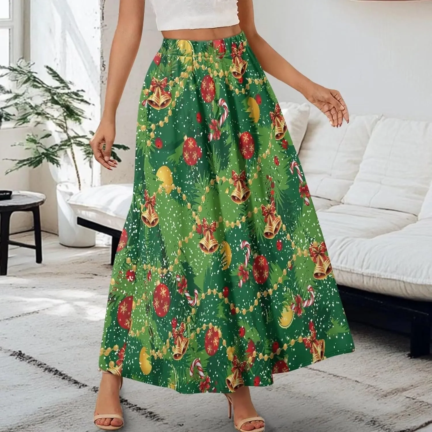 Biyejit Womens Skirt Midi Long Skirts High Waisted A Line Skirts Fall Skirts for Women Plus Size Swing Dress