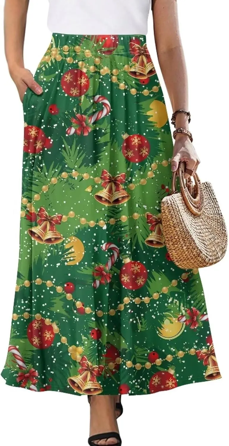 Biyejit Womens Skirt Midi Long Skirts High Waisted A Line Skirts Fall Skirts for Women Plus Size Swing Dress