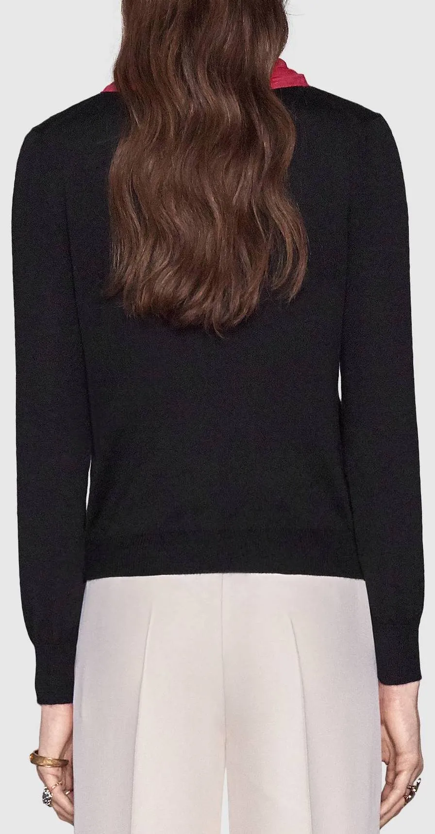 Black Knit Sweater with Contrasting Bow