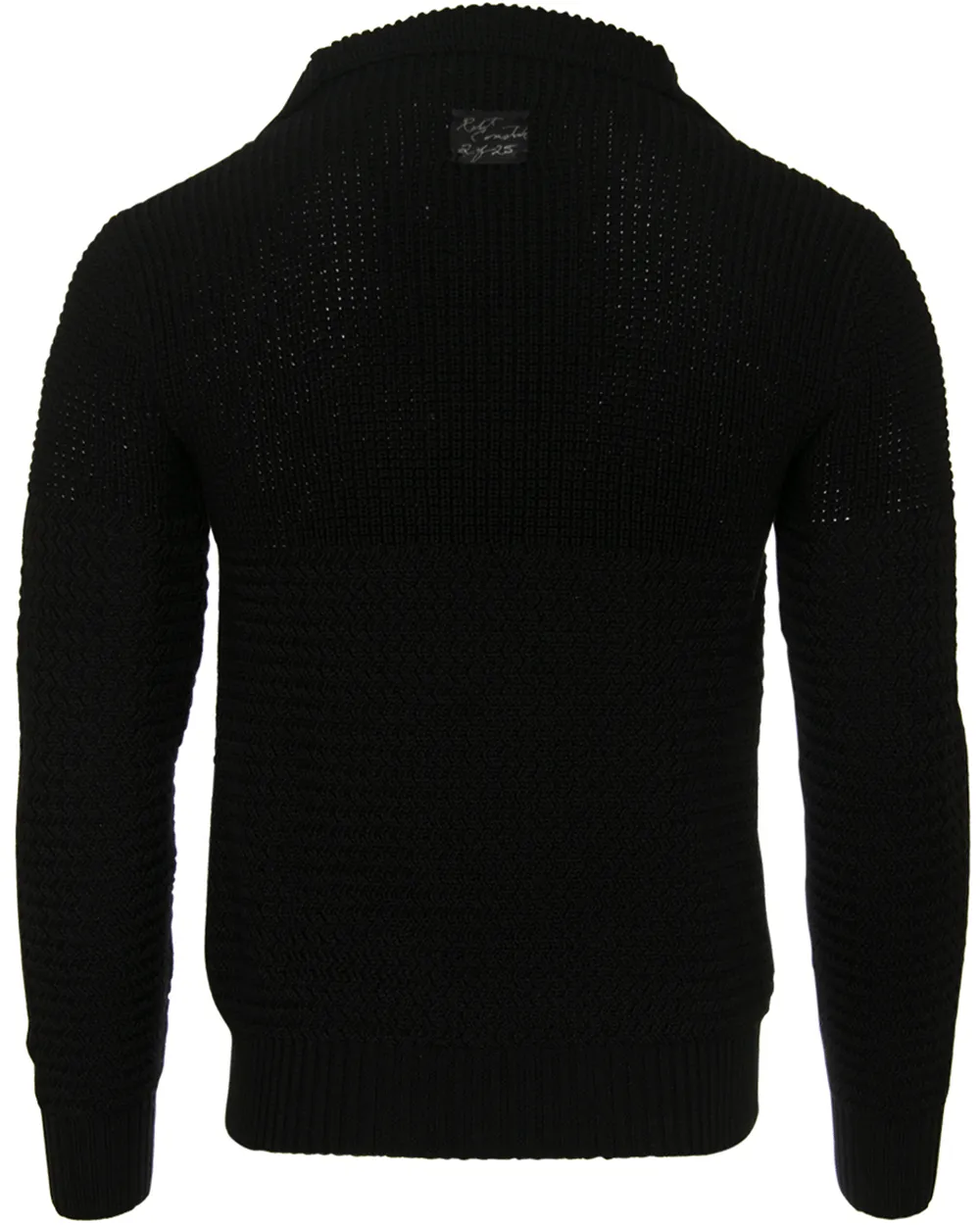 Black Merino Wool Quarter Zip Sweater