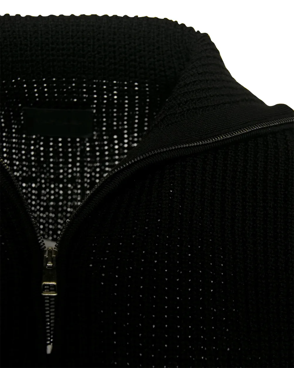 Black Merino Wool Quarter Zip Sweater