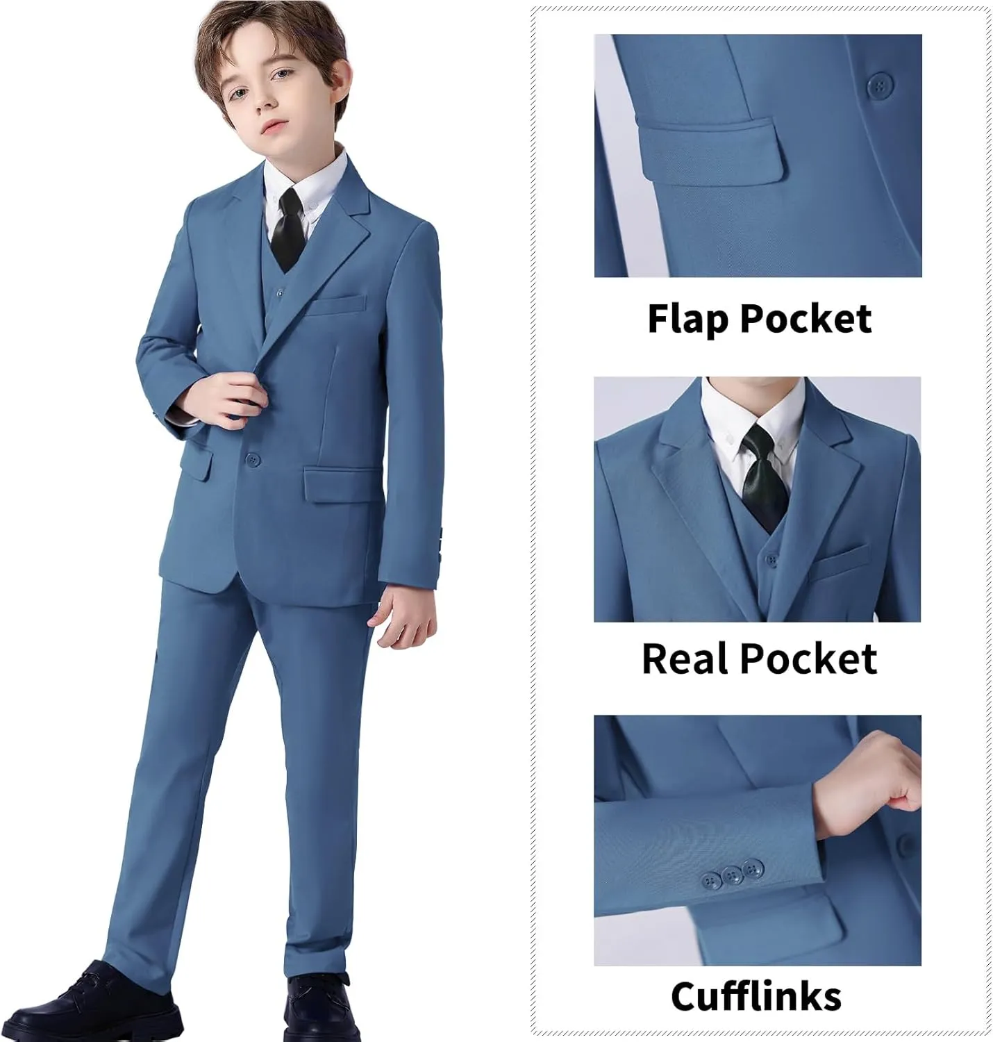 Boys' Suits Formal Tuxedo Slim Fit Boys Suit Set for Wedding Outfit Teen Boy Dress Clothes