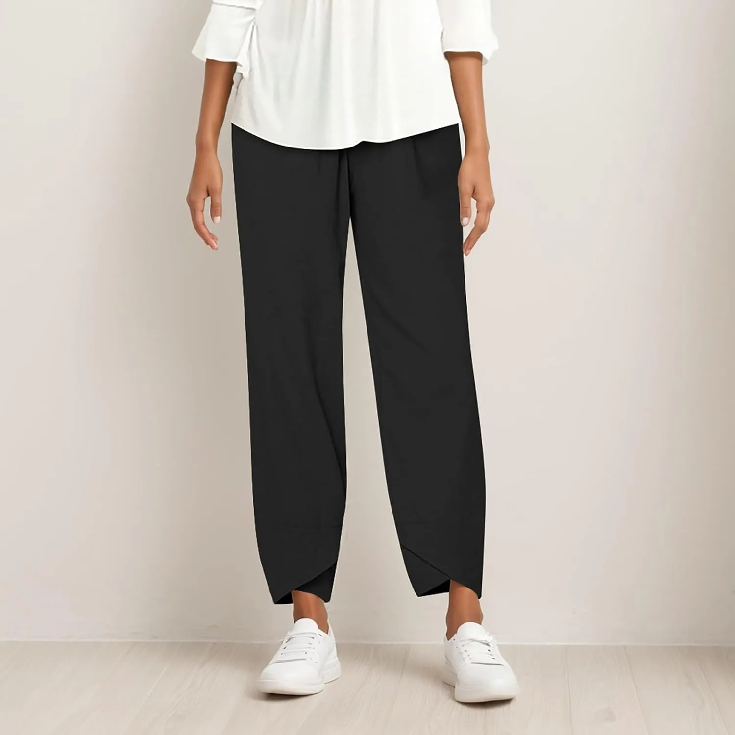 Capri Pants for Women Loose Fit Wide Leg Pants Summer Casual Cropped Pant Trendy Baggy Cotton Linen Trousers