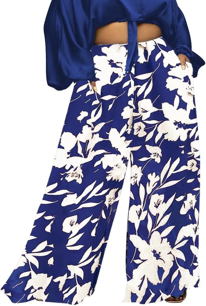 Casual Palazzo Pants for Women Lounge Pants Wide Leg Trousers Women Skirt Pants with Elastic Waistband