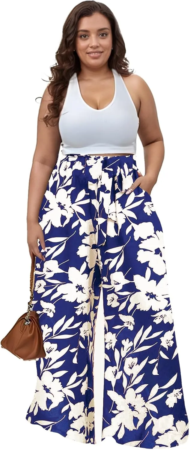 Casual Palazzo Pants for Women Lounge Pants Wide Leg Trousers Women Skirt Pants with Elastic Waistband