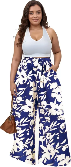 Casual Palazzo Pants for Women Lounge Pants Wide Leg Trousers Women Skirt Pants with Elastic Waistband