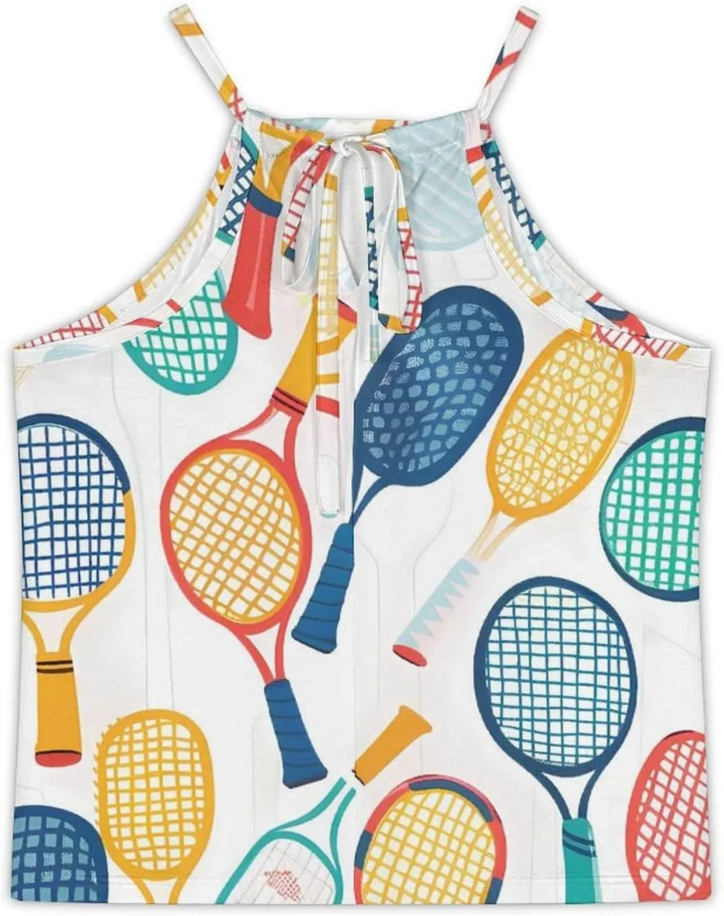 Colorful Pickles Ball Women's Tank Top Sleeveless Spaghetti Straps Tie Back Print T-shirt Tops