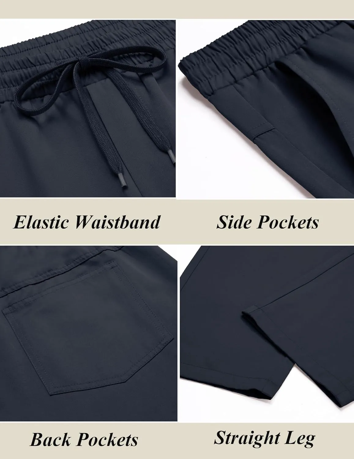 COOFANDY Men's Casual Cotton Pants Regular Fit Elastic Waist Drawstring Twill Pants Straight Leg Chino Pants