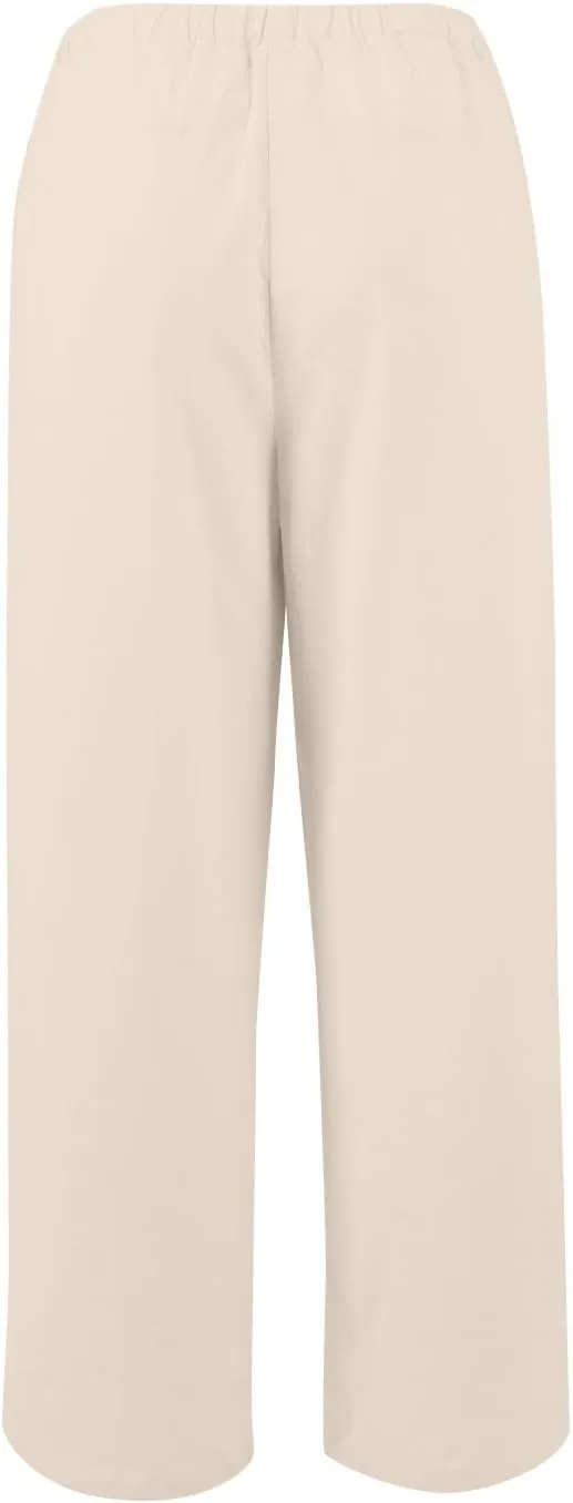 Cotton Linen Pants Women Summer Casual Loose Beach Pants Drawstring Flowy Wide Leg Palazzo Trousers with Pockets