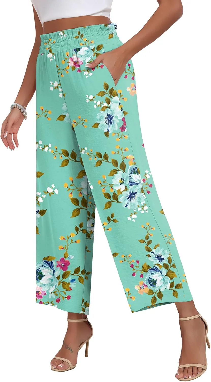 DILIUXING Womens Wide Leg Pants High Waisted Casual Drawstring Trousers Loose Adjustable Pants with Pockets