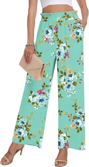 DILIUXING Womens Wide Leg Pants High Waisted Casual Drawstring Trousers Loose Adjustable Pants with Pockets