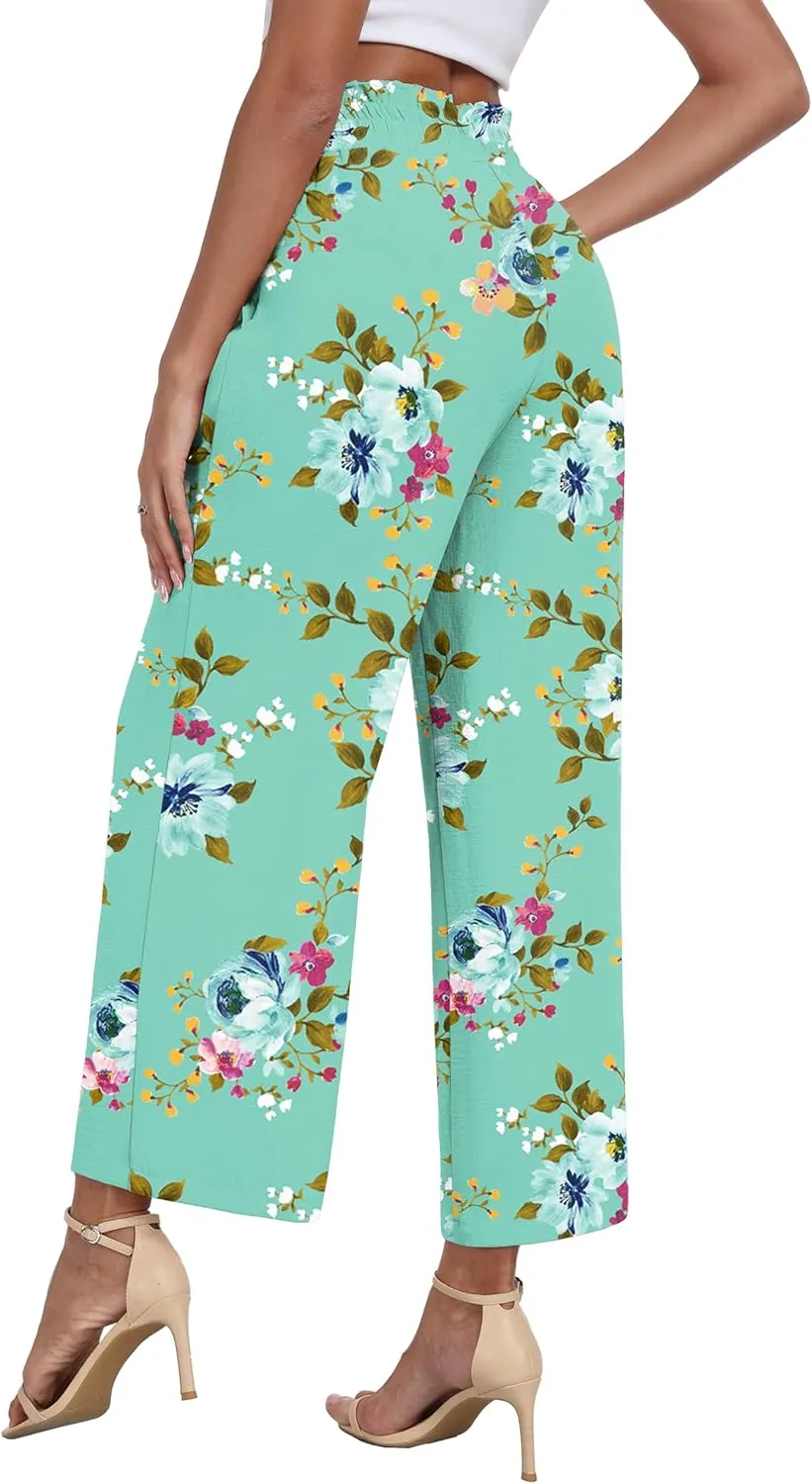 DILIUXING Womens Wide Leg Pants High Waisted Casual Drawstring Trousers Loose Adjustable Pants with Pockets
