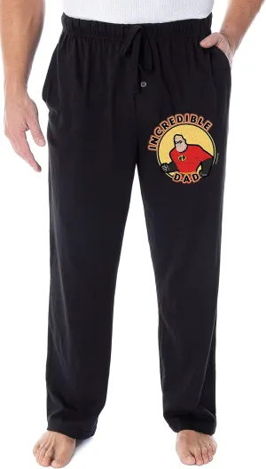 Disney Men's The Incredibles Pajama Pants Incredible Dad Father's Day Loungewear Sleep Pants (Large) Black