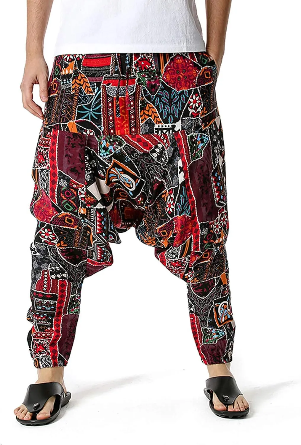 Elastic Lightweight Pants Waist Casual Pants Cotton- Home Men's Loose Men's Pants Harem Pans