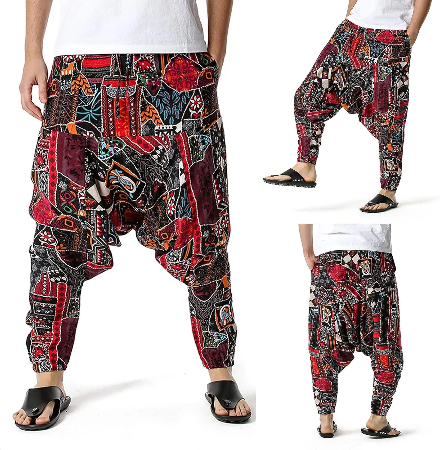 Elastic Lightweight Pants Waist Casual Pants Cotton- Home Men's Loose Men's Pants Harem Pans