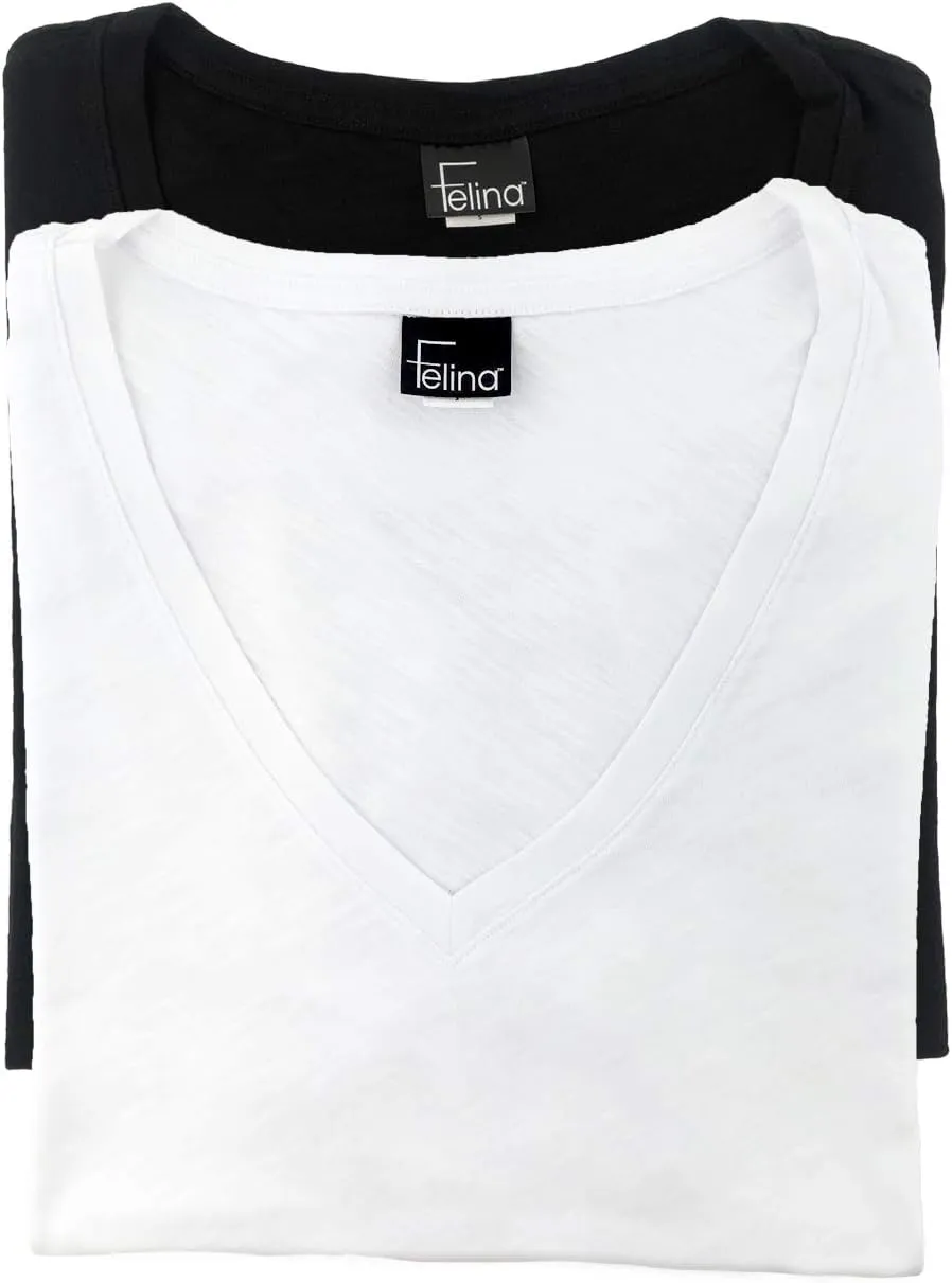 Felina | Slub Jersey V-Neck T-Shirt | Short Sleeve | 2-Pack