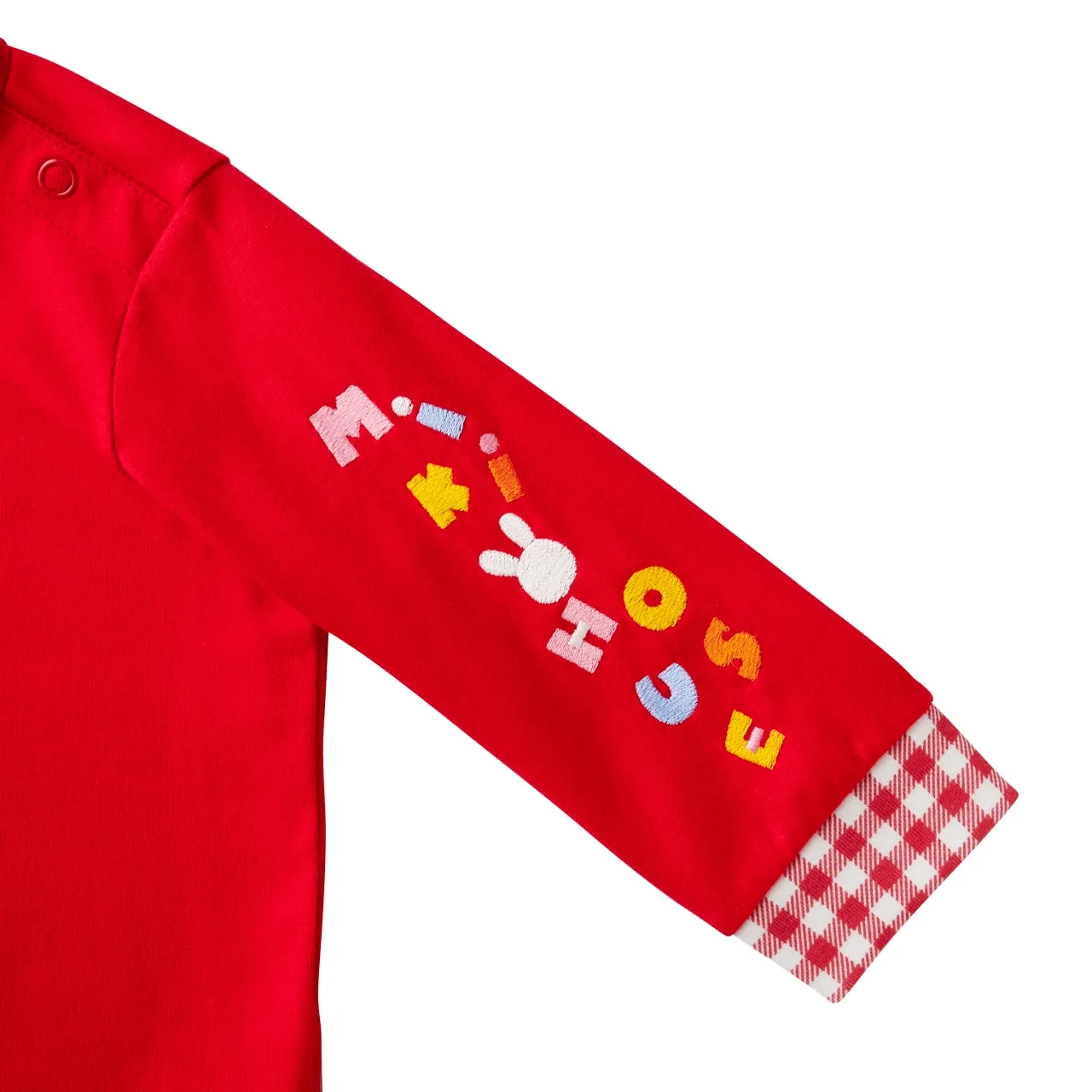 Gingham Cuffed Long-Sleeve Tee