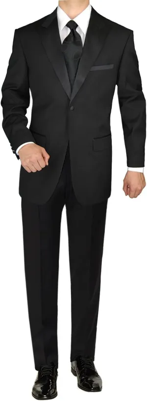 GN Men's Tuxedo Suit 1 Button Peak Lapel Jacket Adjustable Pant