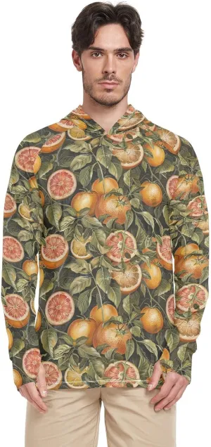 Grapefruit Mens Hoodie Sun Protection Long Sleeve UPF 50 Mens Sun Shirt Quick Dry Rashguard For Men Sunproof Shirts playeras manga larga para hombre trabajo