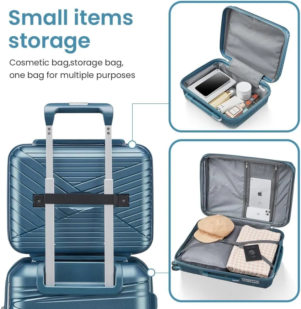 Hard Shell Luggage Set, Expandable Suitcase Set with Spinner Wheels, Lightweight Travel Luggage 4 Piece Set with TSA Lock, 14in 20in 24in 28in (Peacock Blue)