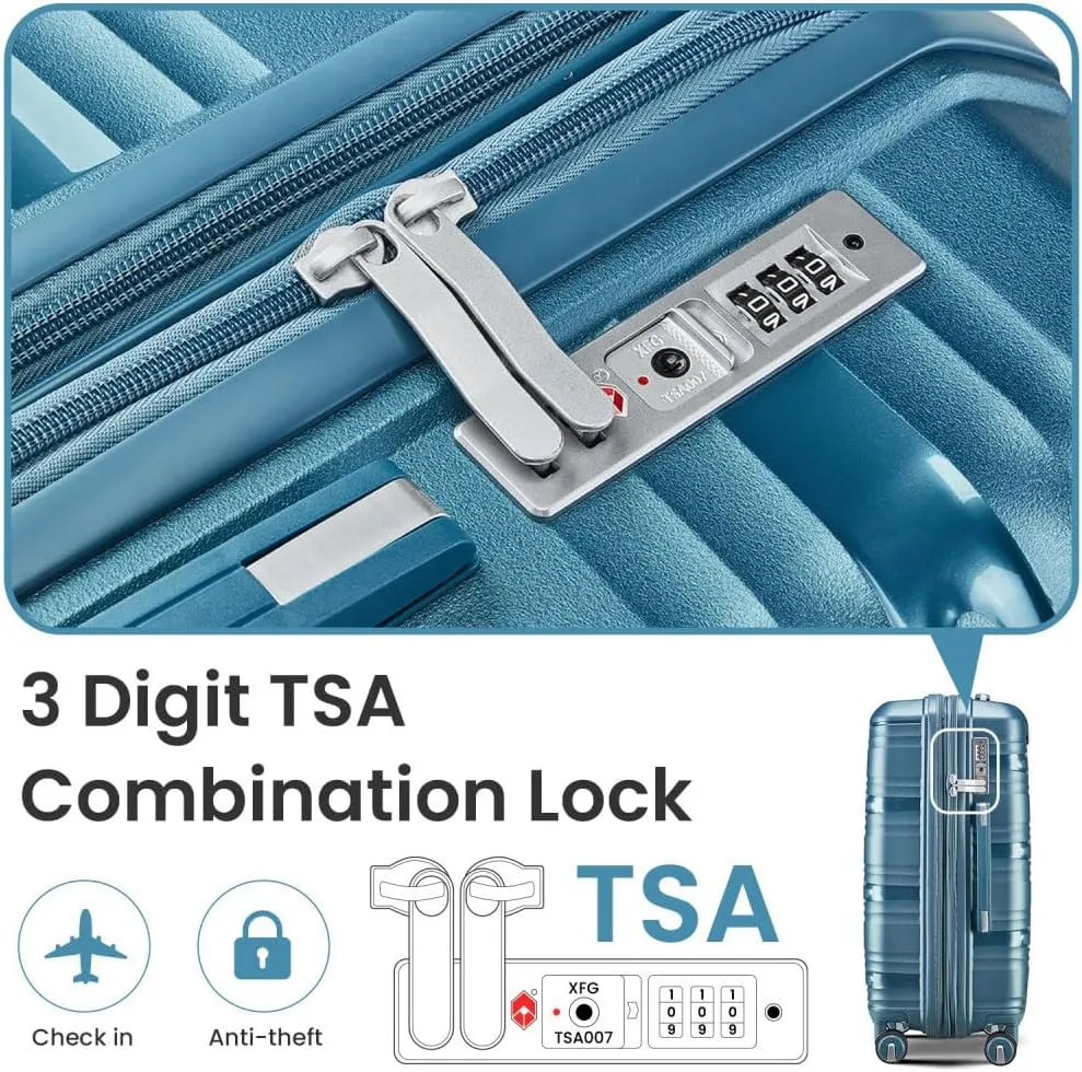 Hard Shell Luggage Set, Expandable Suitcase Set with Spinner Wheels, Lightweight Travel Luggage 4 Piece Set with TSA Lock, 14in 20in 24in 28in (Peacock Blue)