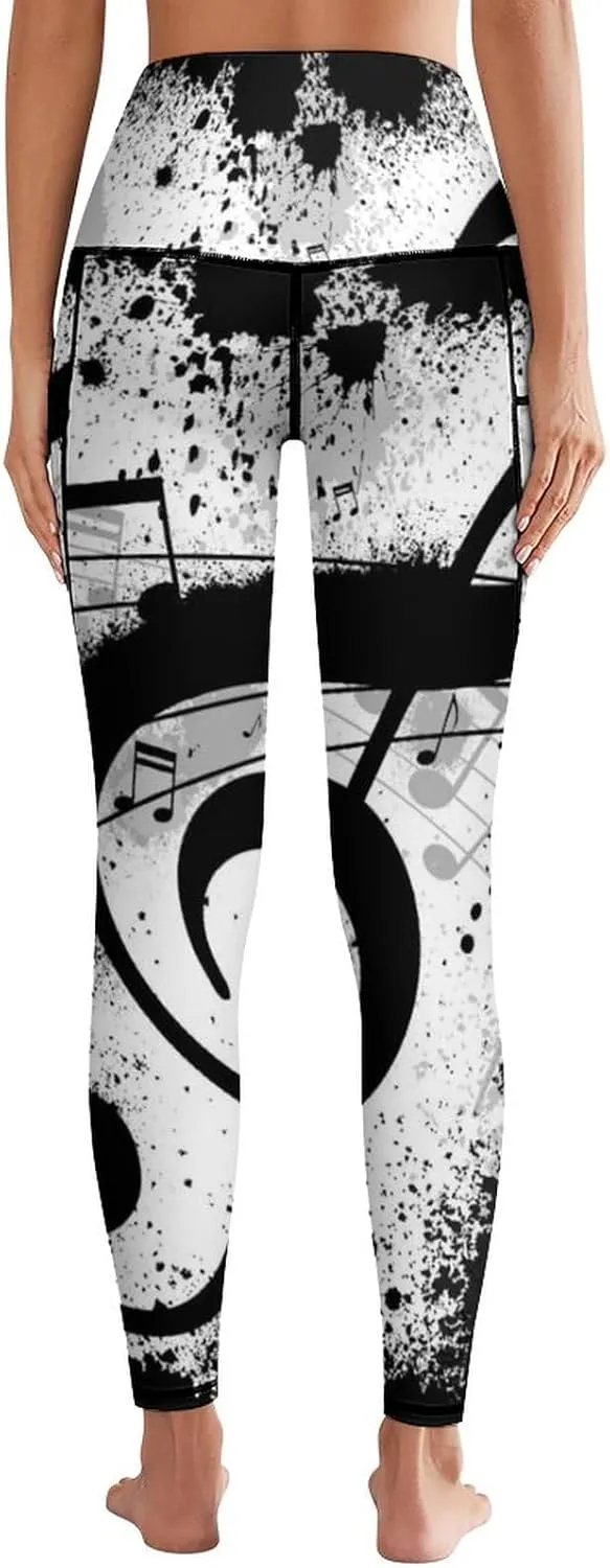 High Waist Yoga Pants with Pockets Tummy Control Workout Running 4 Way Stretch Yoga Leggings for Girls Women