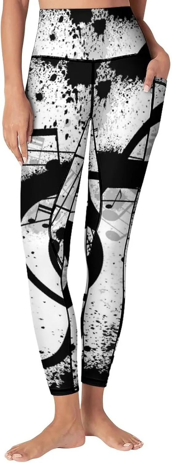 High Waist Yoga Pants with Pockets Tummy Control Workout Running 4 Way Stretch Yoga Leggings for Girls Women